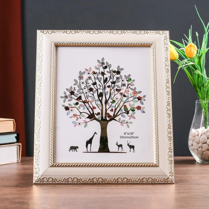 Фоторамка пластик 20х25 см &quotИзобилие&quot белая с золотом 32х27 4559899|Рамка| |