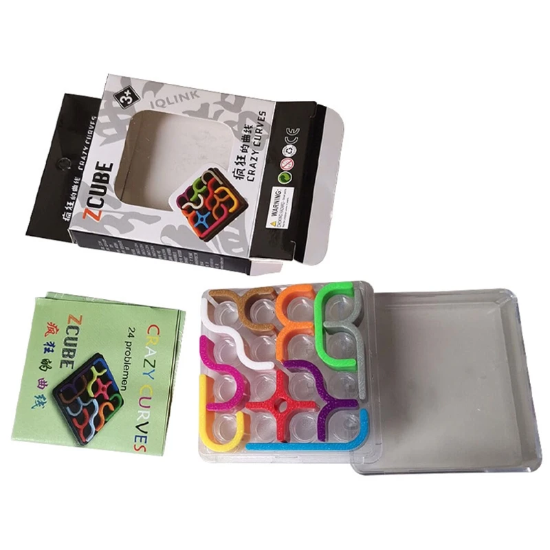 

Montessori Toy 3D Puzzle Cube Easy Tangram Matrix Jigsaw for Activity Center Plastic Busy Board for Kid Adults Long Trip