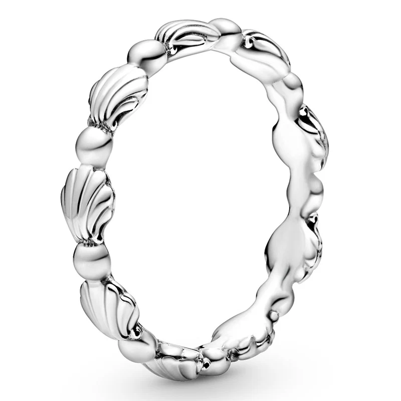 

Original Beaded Seashell With Crystal Band Ring For Women 925 Sterling Silver Ring Wedding Party Gift Europe Jewelry