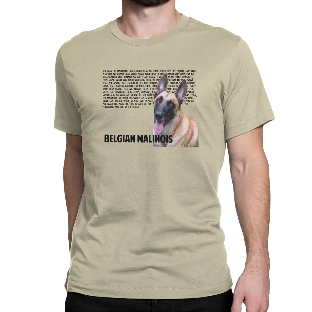 Men's Malinois Belgian Dog T Shirts Pure Cotton Tops Funny Short Sleeve Crewneck Tee Shirt Classic T-Shirt