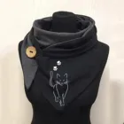 Шарф унисекс, зимний, ветрозащитный, в стиле ретро, с принтом кота, многоцелевой, шарф с пуговицами Балаклава, # T2G