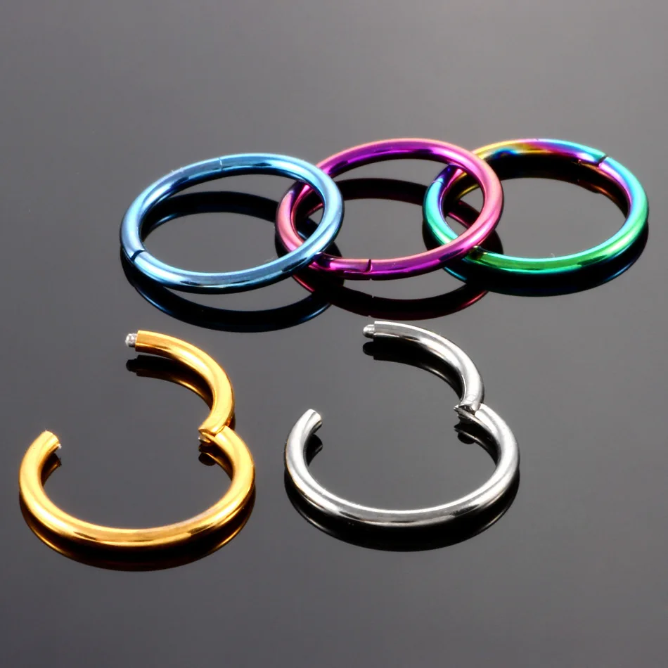 1PC G23 Titanium Hinged Segment Nose Ring 16g&amp14g Nipple Clicker Ear Cartilage Tragus Helix Lip Piercing Unisex Fashion Jewelry |