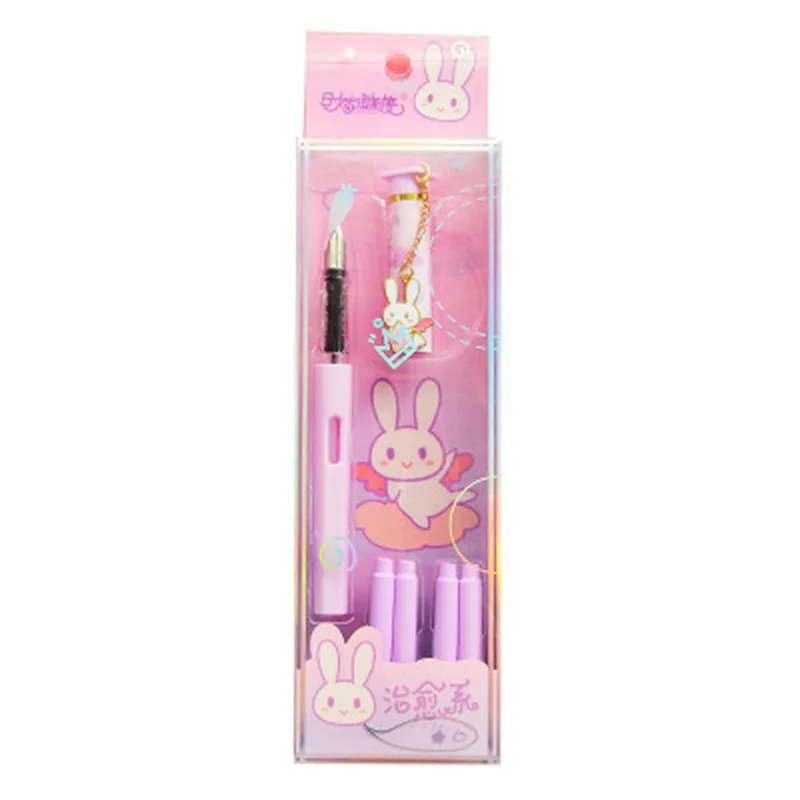 

Koi Rabbit Ink Pen Replaceable Ink Sac Student Fountain Pen Ink Cartoon Stationery Fountain Pens Kawaii School Supplies
