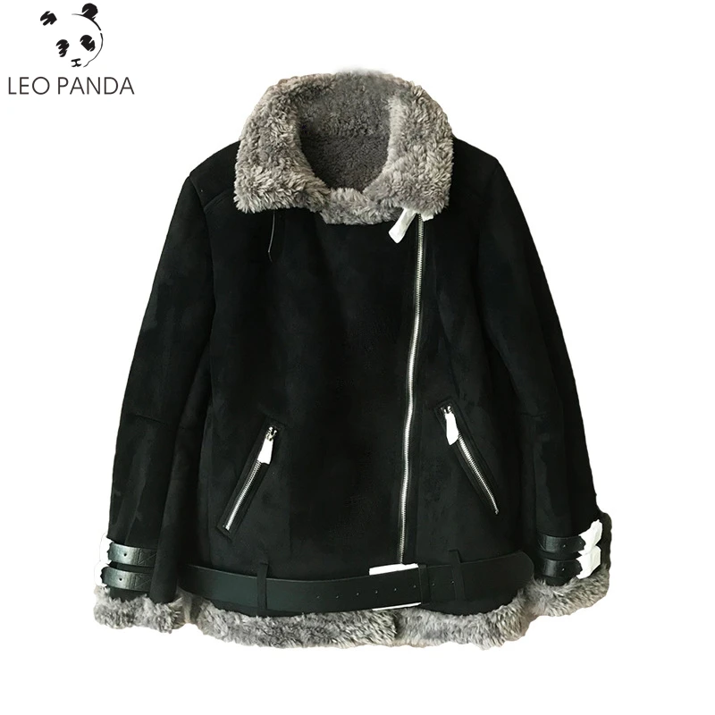 

Winter Bomber Jacket Women 2021 New Lamb Fur Motorcycle Overcoats Fashion Solid Outerwear Women Leather Jacket Plus Size Coats
