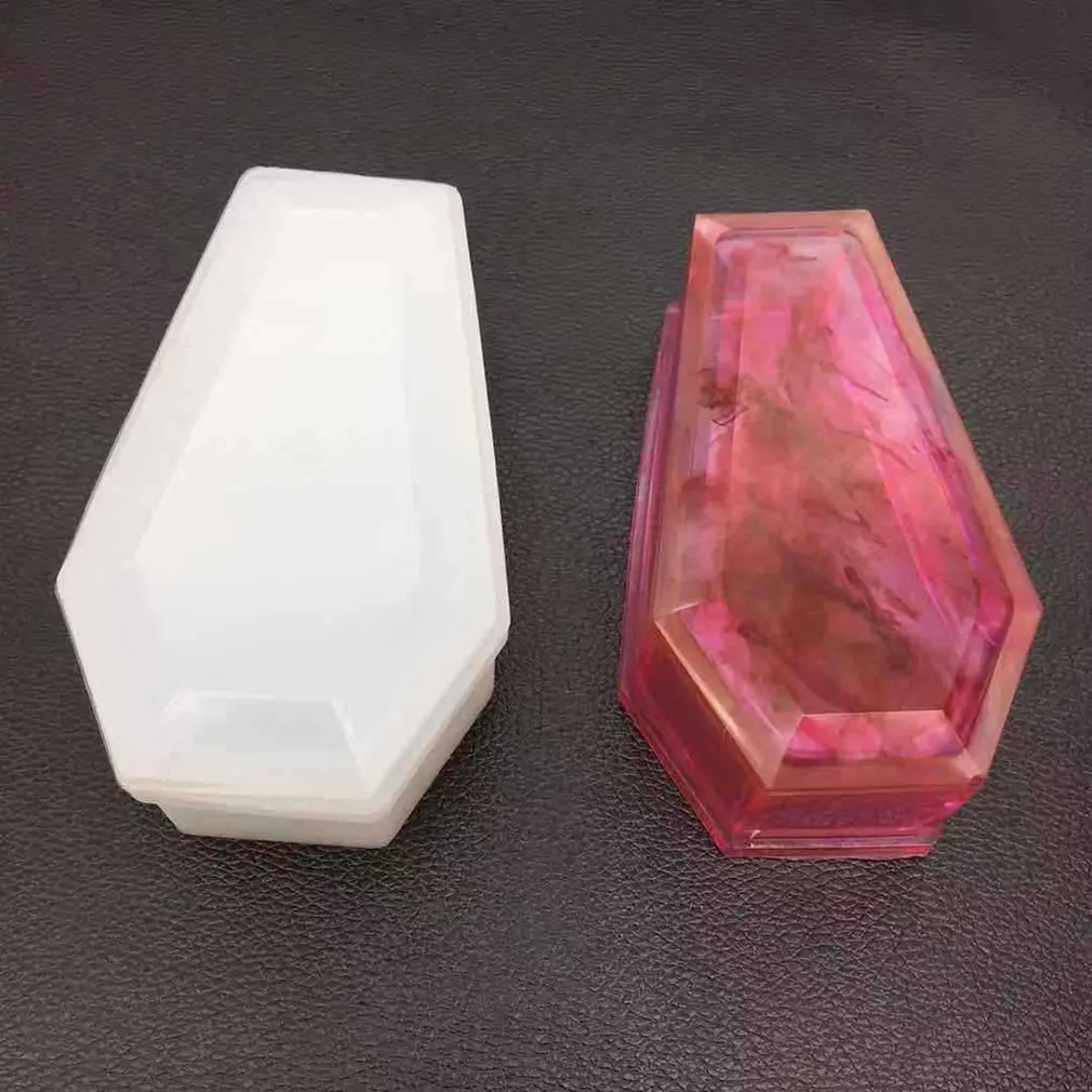 

New Coffin storage box mold crystal Resin mold diy zombie dark mirror vampire storage box mold Handicraft toys Halloween Toys