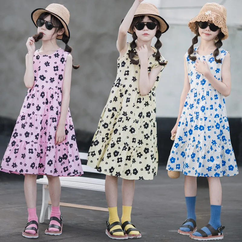 

Cotton Dress Girls Teen Summer Clothes 2021 New Kids Clothes Baby Sundress Children Causal Dresses Mommy and Daughter,#6324