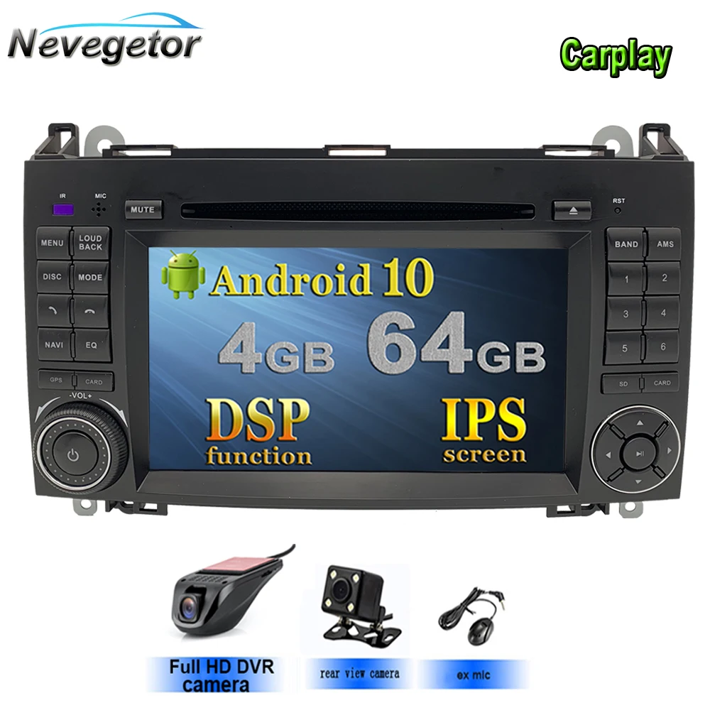 Автомагнитола 2DIN Android 10 DVD мультимедиа для Mercedes Benz B200 класс A B W169 W245 Viano Vito W639 Sprinter