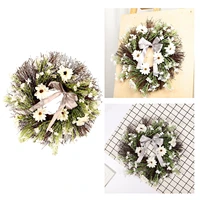 bowknot artificial flower wreath silk garland for front door hanging for wedding party birthday baby shower new year decoration