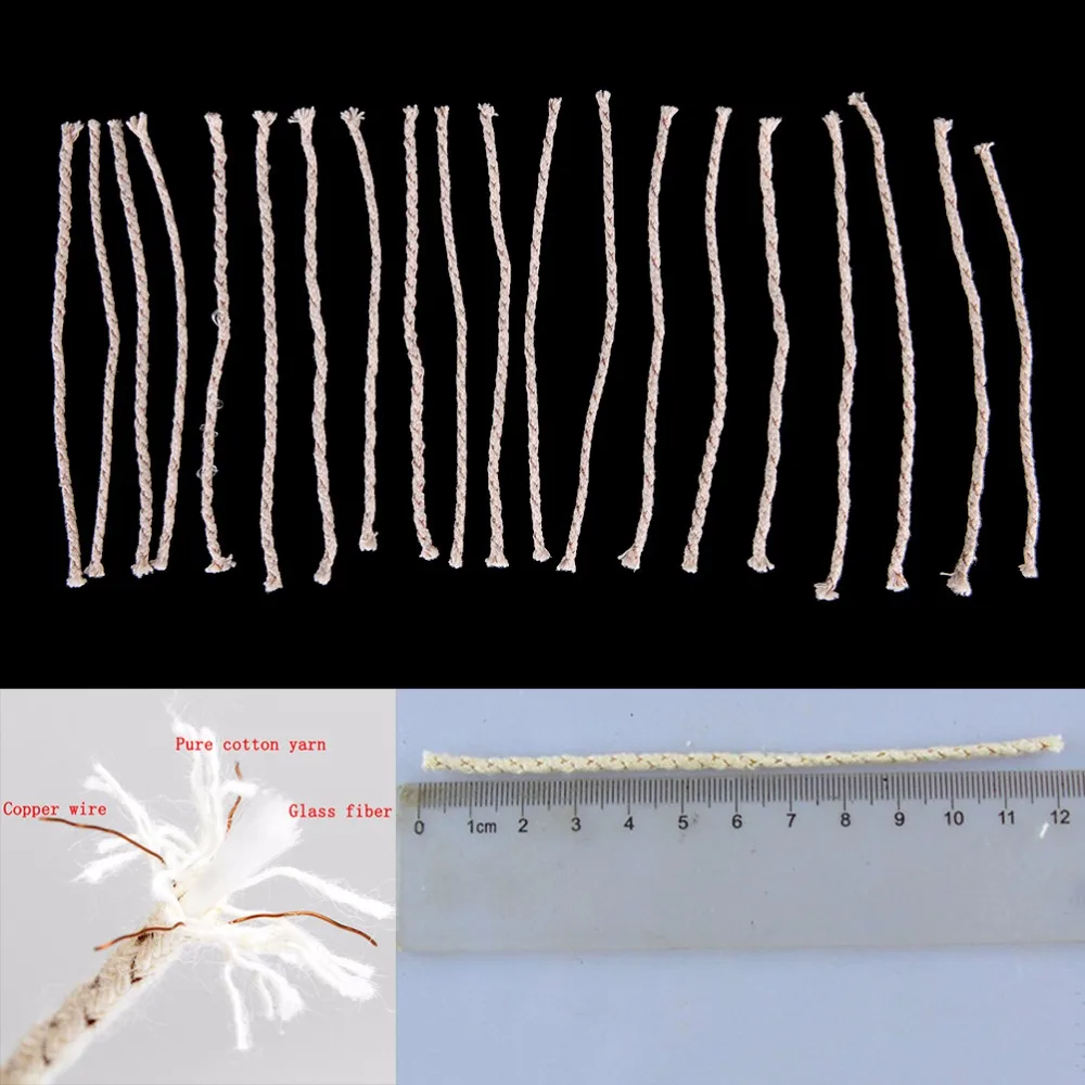 20 шт. походная Зажигалка для масла фитиль из меди и хлопка керосиновая зажигалка