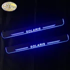 Наклейка на автомобиль, акриловая движусветодиодный светодиодная подсветка, приветственная педаль, накладка на пороги, для Хендай Солярис 2015 - 2021