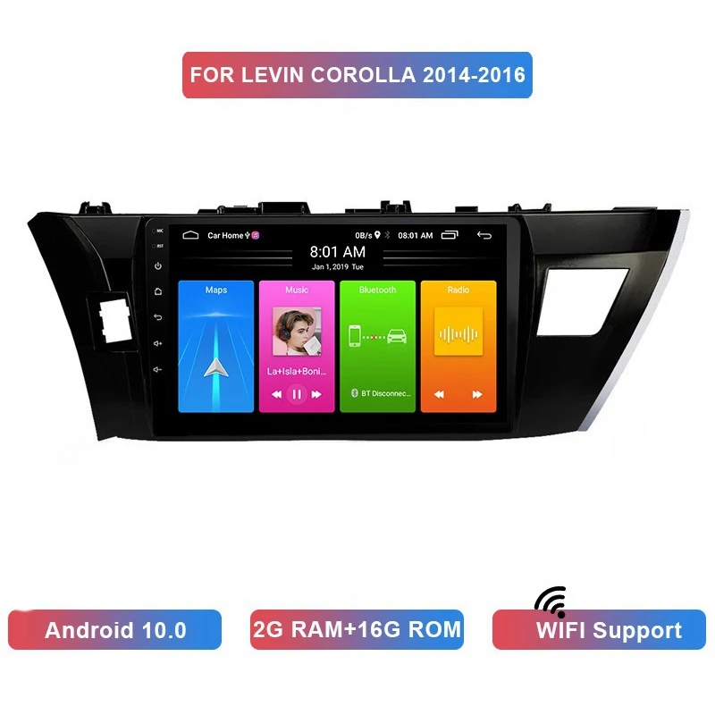 

9 Inch 2 Din Android 10.0 Car MP5 Player Stereo Radio 2+16GB Wifi Bluetooth GPS Navigation for Levin Corolla 2014-2016