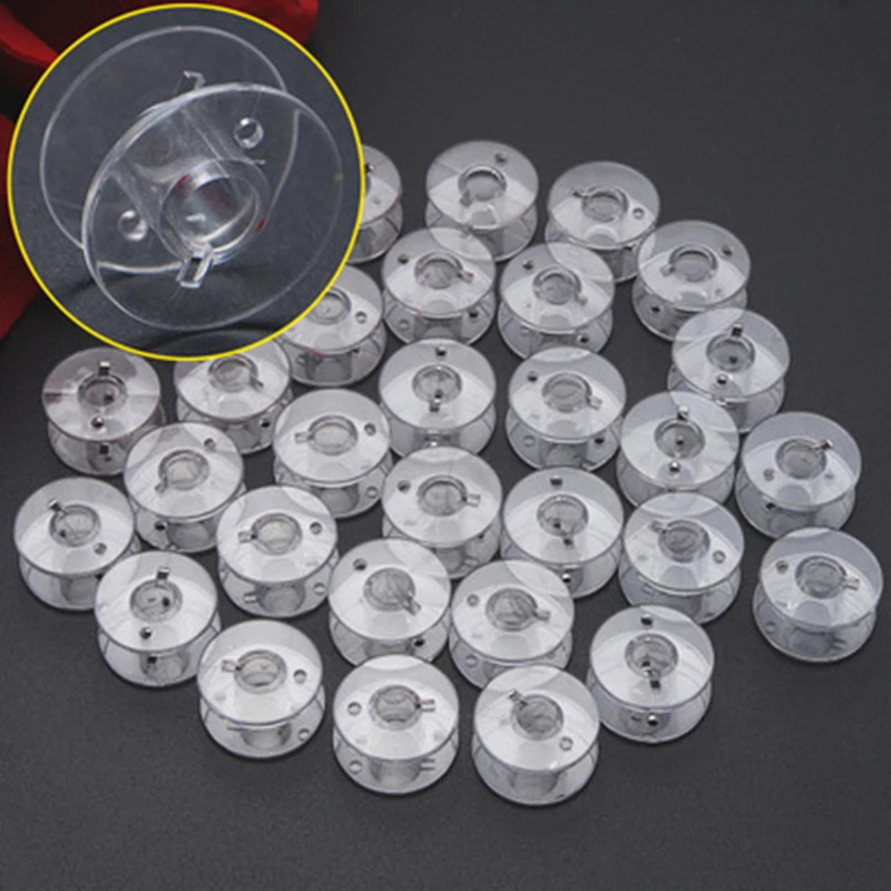 

25Pcs Home Empty Bobbins Spools Clear Sewing Machine Case Stitch Machine Sewing Supplies Storage Box Sewing Tools Accessories
