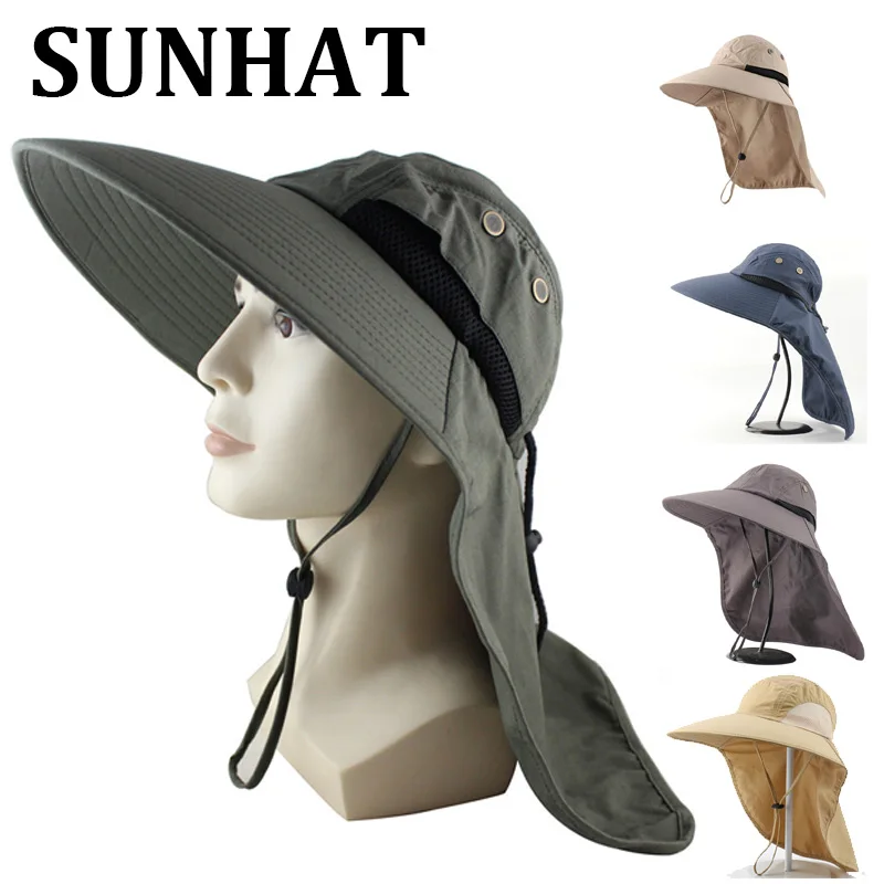 

Fisherman Hat Breathable Sun Resistant Wide Brim Sunhat with Neck Flap Foldable Quick Dry Fishing Hat for Outdoor Hiking SDFA88