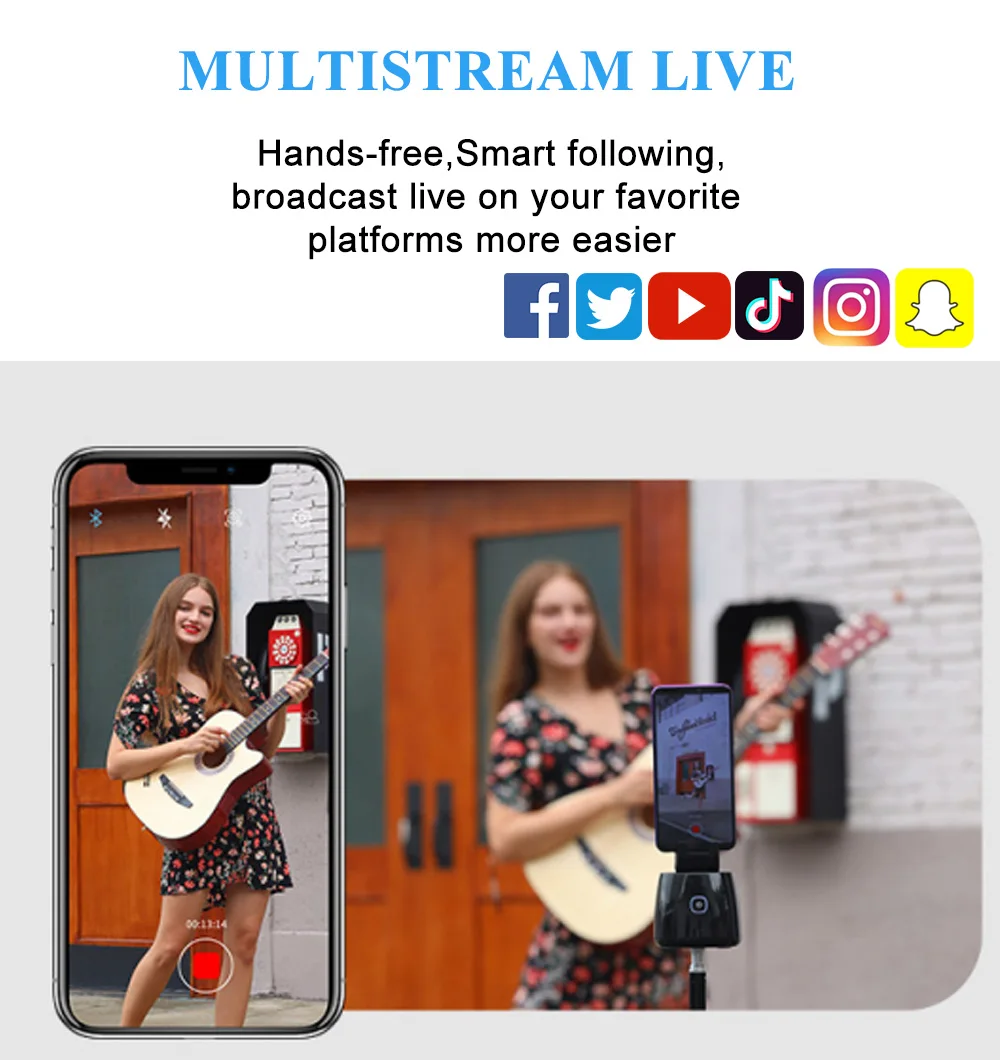 Перезаряжаемая умная селфи-палка 360 Вращающаяся палка для отслеживания лица