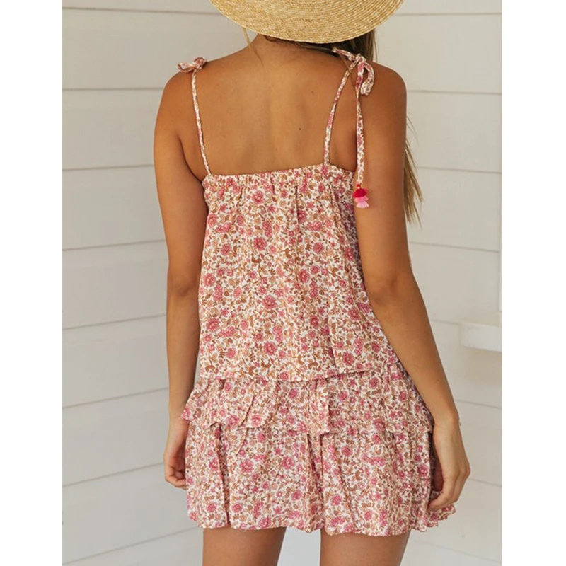 Комплект из двух предметов короткий топ с цветочным рисунком и гофрированная