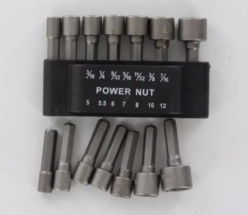 

14pc Power Nut Driver Set Dual Metric MM & Standard SAE 1/4" Shank CRV