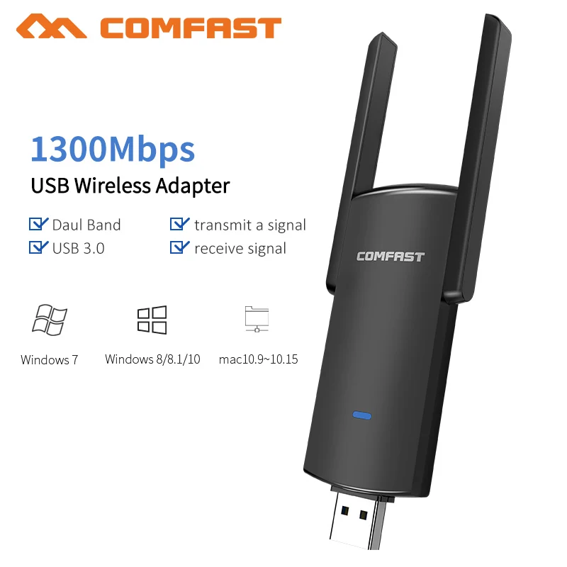 COMFAST беспроводной USB Wifi адаптер AC 650 - 1300 Мбит/с Wi-fi 2 4G 5 8 Ghz сетевая карта Антенна ПК