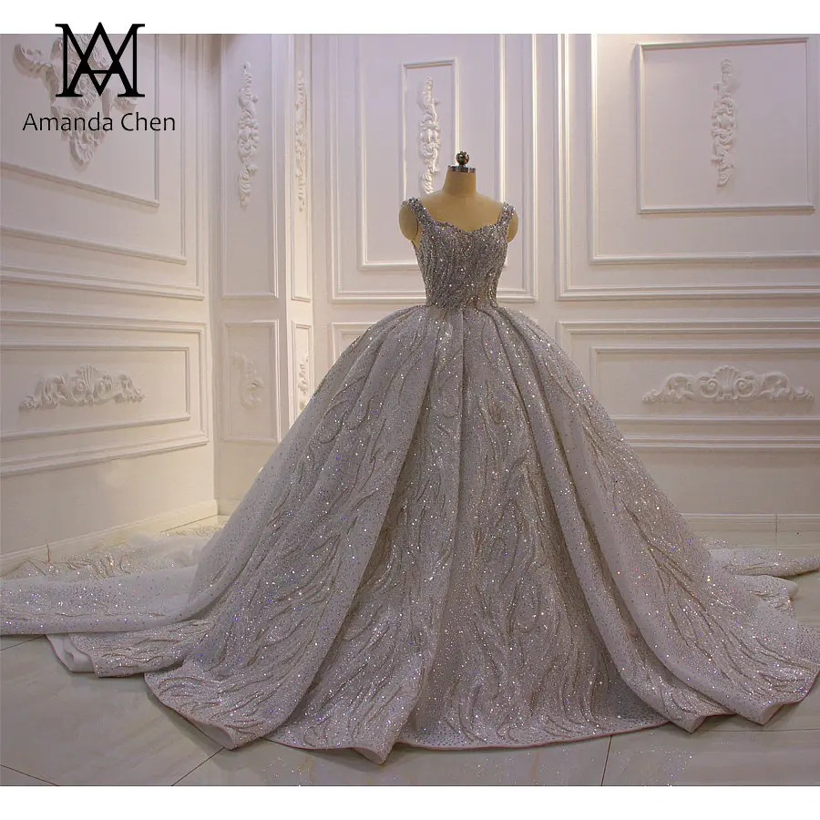 Роскошное Свадебное платье на бретелях с кристаллами ручной работы 2021 | Свадьбы и