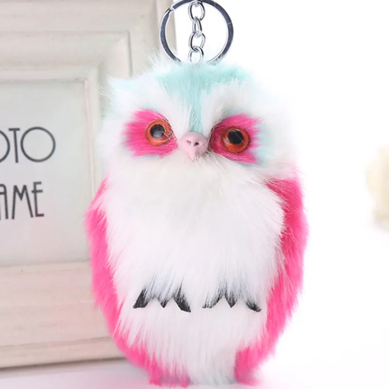 

Plush Keychain Cute Owl Pendant Hair Ball Fluffy Ball Bell Imitation Rabbit Hair Doll Toy Girl Bag Key Pendant WJ303