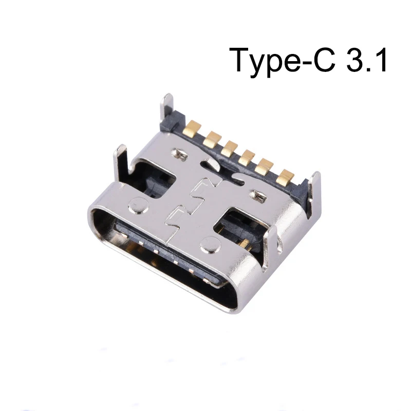 10 шт./лот 6 контактный разъем Micro USB SMT SMD типа C 3 1 мама расположение DIP для печатной