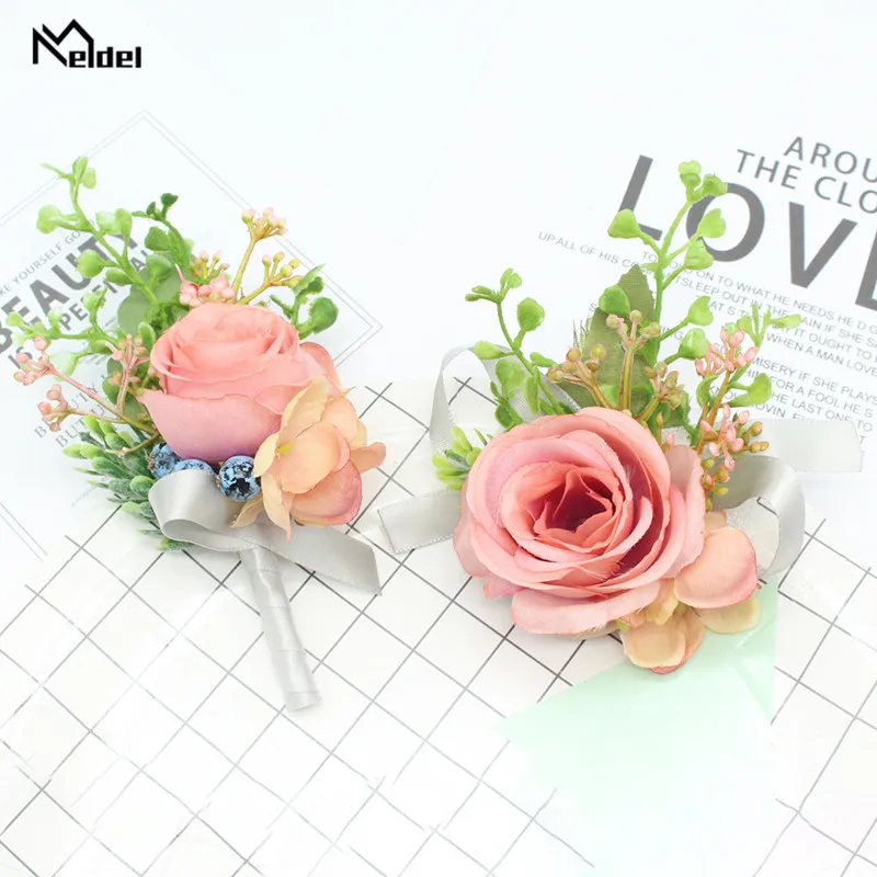 Мелдель красные розы свадебные корсажи и бутоньерки шелковые цветы корсаж