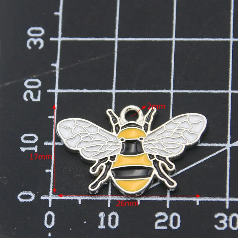 

10Pcs 17*26MM 2 Color Charms Drop Oil Bee KC Gold Alloy Metal Rhodium Animal Pendant For DIY Necklace Jewelry Making Material