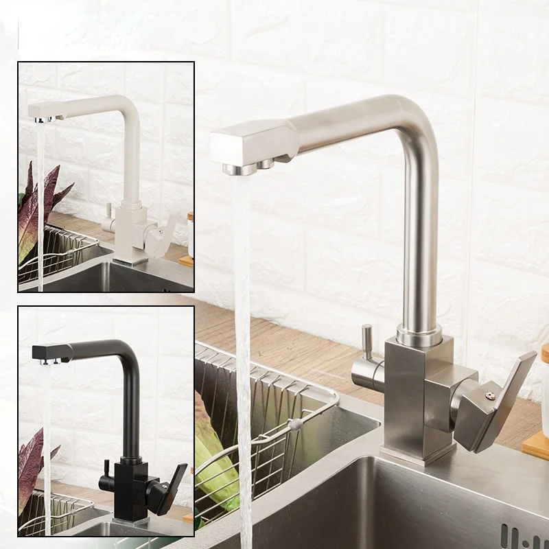 

Stainless Steel Kitchen Faucet Brushed Process Swivel Basin Faucet 360 Degree Rotation Hot & Cold Water Mixers Tap