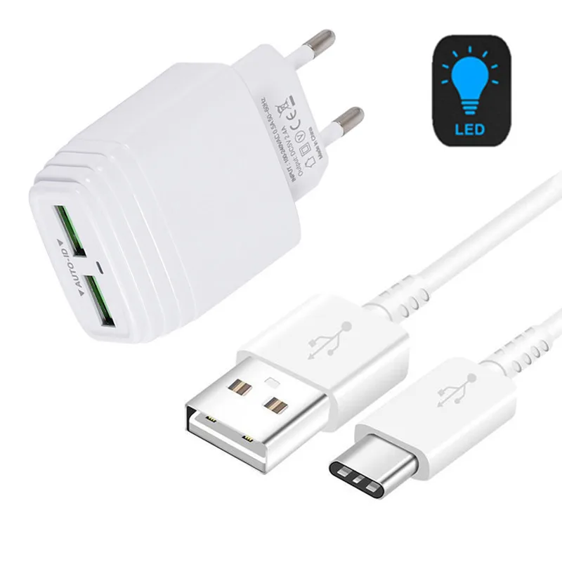 Зарядное устройство для телефона Alcatel 1 3 в 5 кабель Micro USB Type-C 2 4 А двойной USB-адаптер