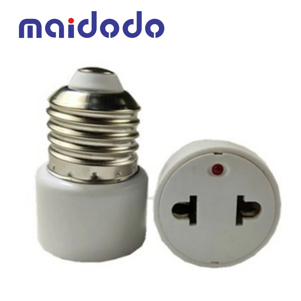 

E27 Base Lamp Holder Bulb Adapter Converter to US Plug 2 Hole Flat Socket for Home Fluorescent LED Lamps Conversion