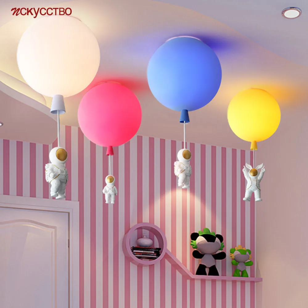 

Nordic Ins Astronaut Colorful Balloons Led Ceiling Lights Children Bedroom Hanging Lamp Creative Home Deco Hallway Foyer Fixture