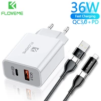 floveme pd charger 36w dual usb quick charge 3 0 charger for iphone 12 11 xiaomi qc 3 0 cargador mobile phone charger adapte