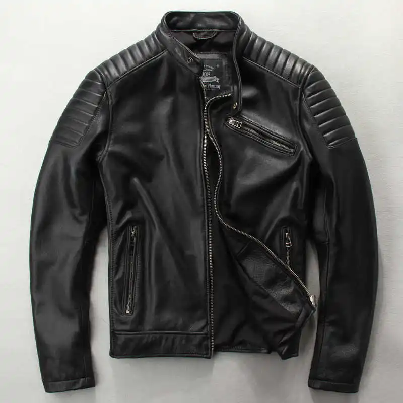 

Мужская куртка из 100% натуральной телячьей шкуры BOMikeRonny, утепленная мотоциклетная куртка, зимнее байкерское пальто с рукавом 62-68 см