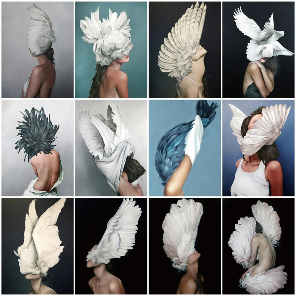 

HUACAN DIY Paint By Numbers Girl Figure Acrylic On Canvas Wall Art Picture By Numbers Butterfly For Living Room