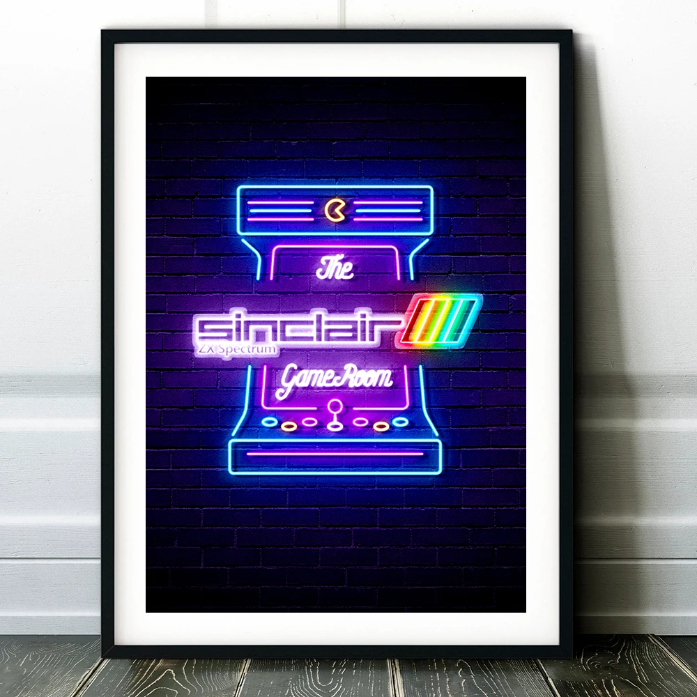 

Retro Game Console Neon Light Glow Effect Poster Canvas Painting Living Room Bedroom Game Room Decoration Painting