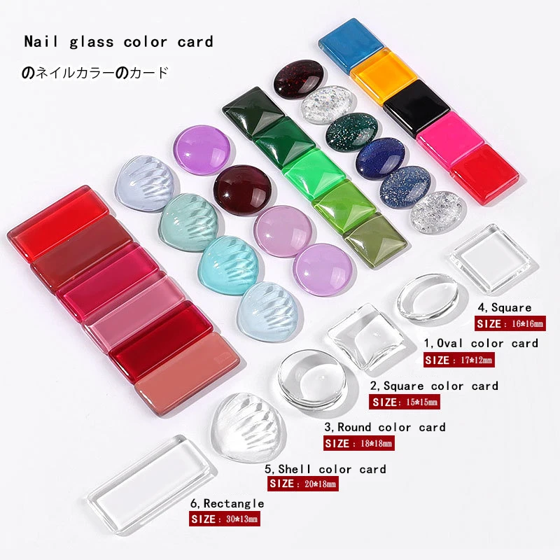 

10 PCS Nail Color Card Water Ripple Trapezoidal Color Display Card Nail Salon Coloring Transparent Glass Color Card Nail Display