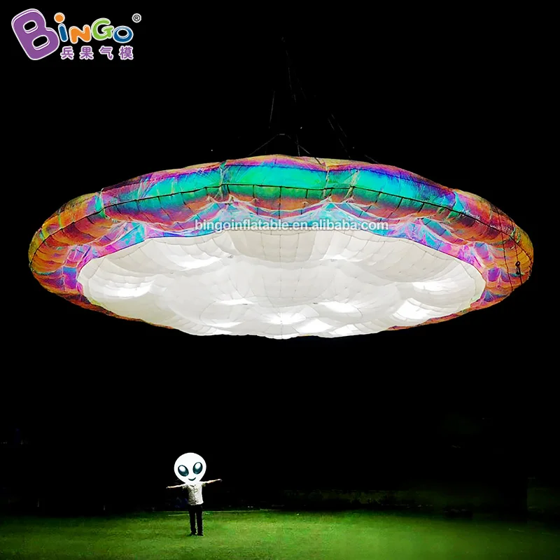 

Free Shipping Items 4 Meters Diameter Hanging Inflatable UFO Model With Lights Jouets Gonflables For Party Toys