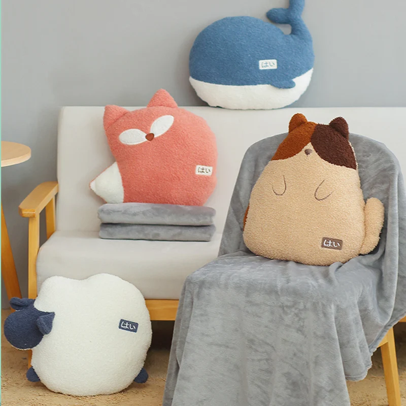 

40cm Cartoon Cute INS Animal Pillow Two-in-one Comfortable And Soft Animal Pillow Air Conditioner Quilt Household Items