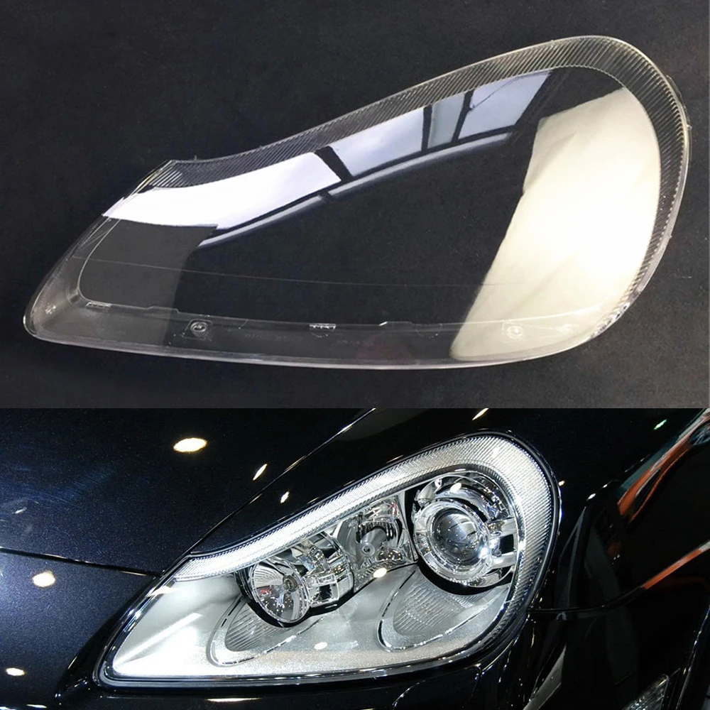 Driver Side Для Porsche Cayenne 2007 2008 2009 2010 налобный фонарь с двумя объективами Автомобильный фар Крышка Замена Прозрачный авто чехол - Цвет: Driver Side