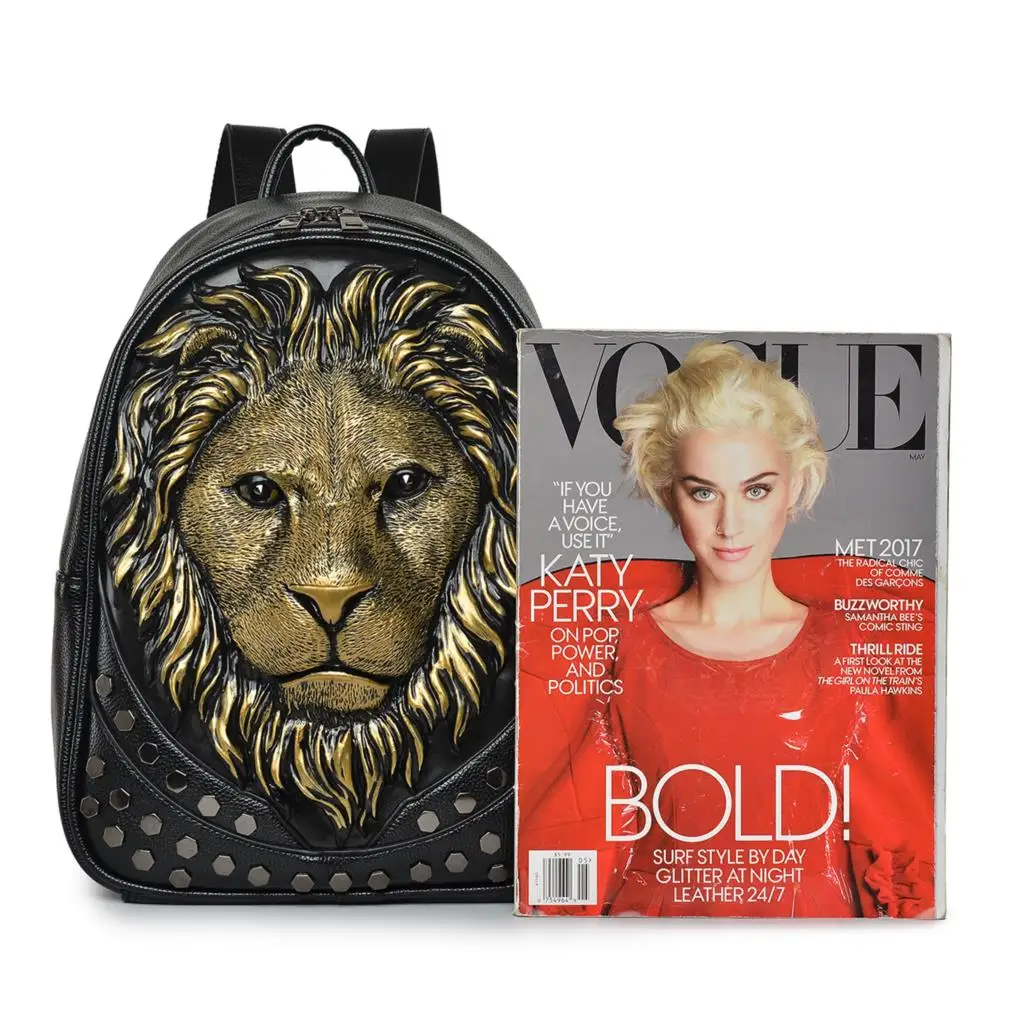 Женский маленький рюкзак из искусственной кожи с 3D тиснением головой льва mochila