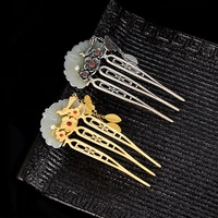 jade pearl agate 925 sterling silver hair comb gold plated tasseks hairpin fine jewelry chinese wedding gift