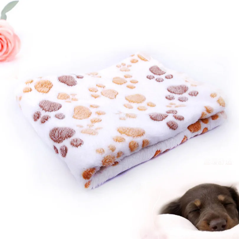 Цветочный коралловый флис кошка лапа коготь полотенце для собак Pet полотенце для кошек и собак ковер теплое полотенце Одеяло Спальное полотенце Коврик для домашних животных#4AU20 - Цвет: Beige