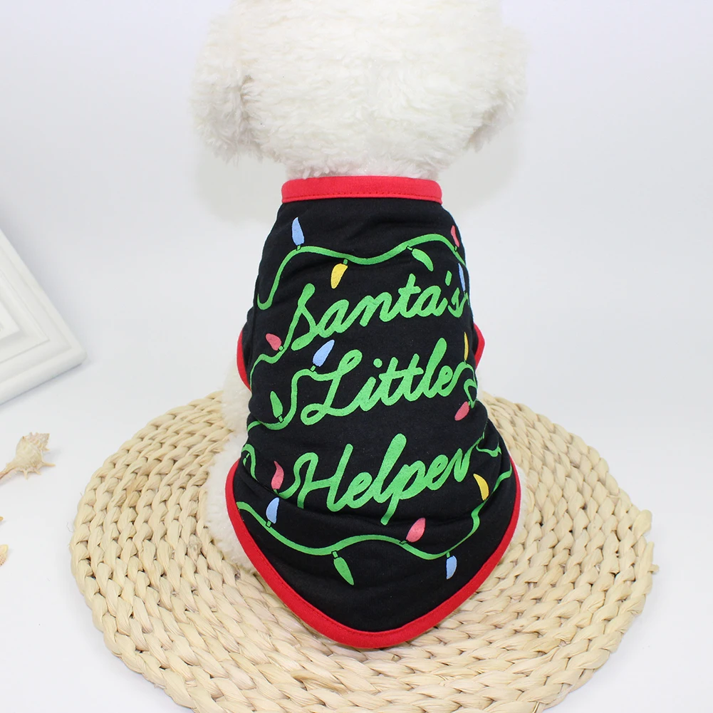 НОВАЯ РОЖДЕСТВЕНСКАЯ домашняя собака легкое пальто с принтом милый костюм