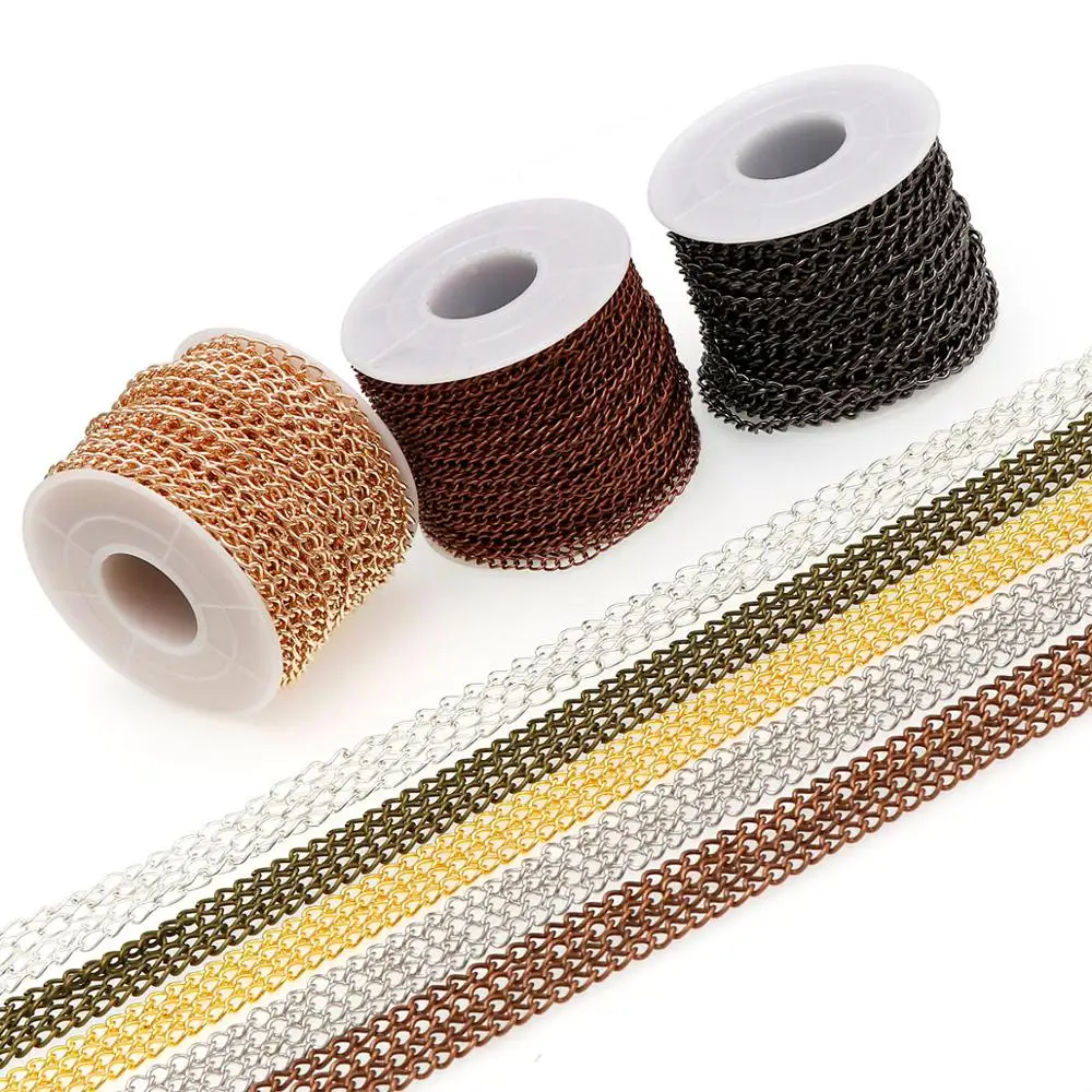 

5 m/lot 0.6/0.8/1.0mm Silver Gold Black Bronze Color Metal Chains For DIY Necklaces Jewelry Making Findings Accessories