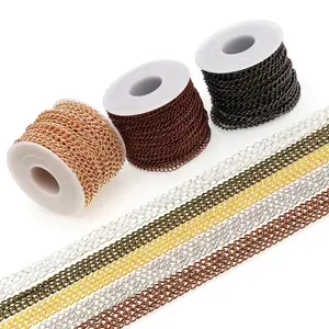 Цепочка металлическая для самостоятельной сборки, 5 млот, 0,60,81,0 мм, серебристая, золотистая, черная, бронзовая, изготовление ювелирных ожерелий