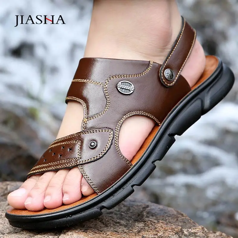 

Summer casual shoes men sandals 2022 leather comfortable beach sandals men shoes basic man slippers zapatos de hombre
