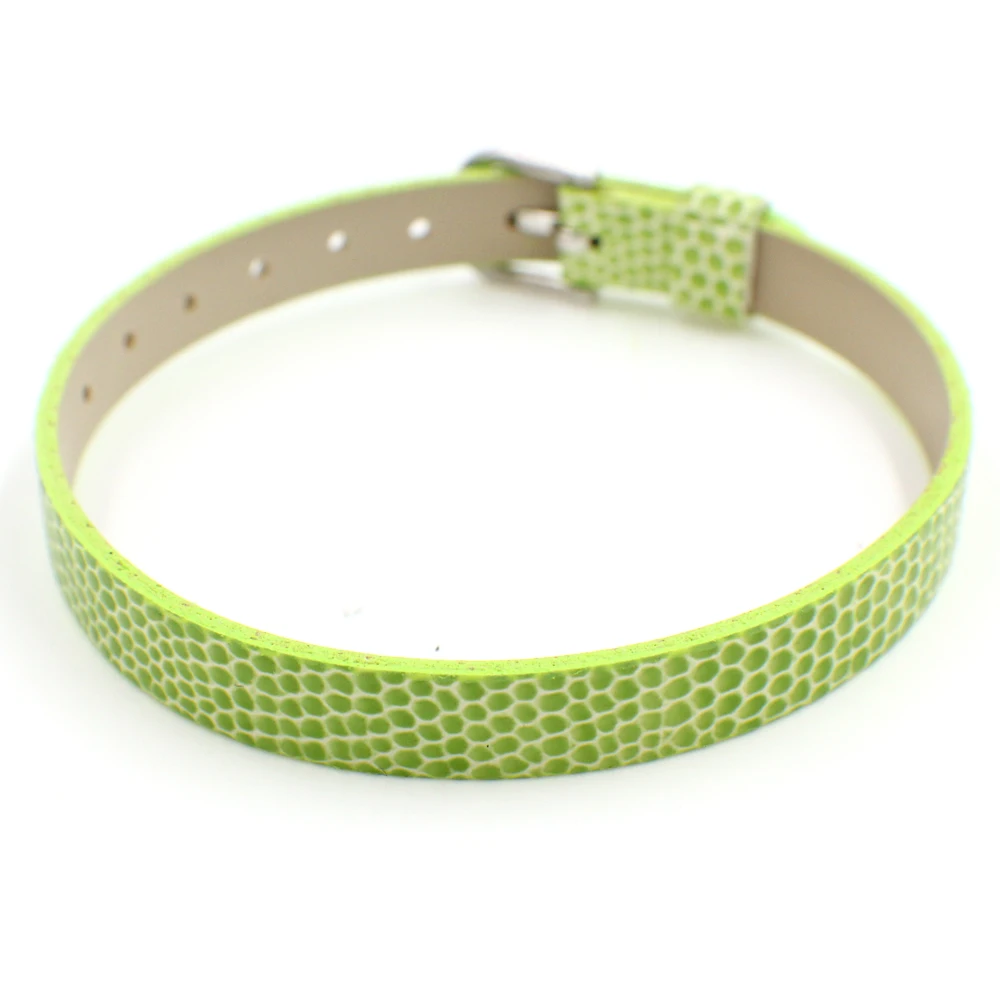 light green 10 шт 8 мм браслет с рисунком "Змеиная кожа" 8 мм* 210 мм pu кожаный браслет DIY Аксессуары подходят 8 мм скользящие подвески - Окраска металла: light green