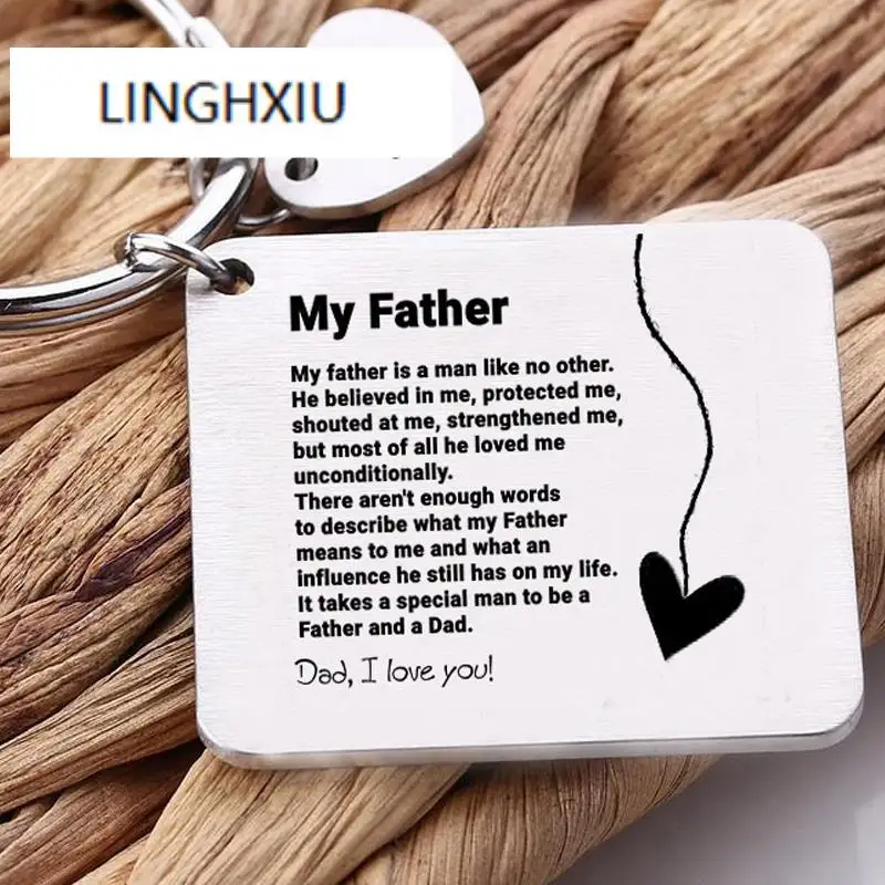 

Lingxiu Custom Dogtag KeyChain With Heart Calendar Date Engrave To My Father Dad Mom Gifts