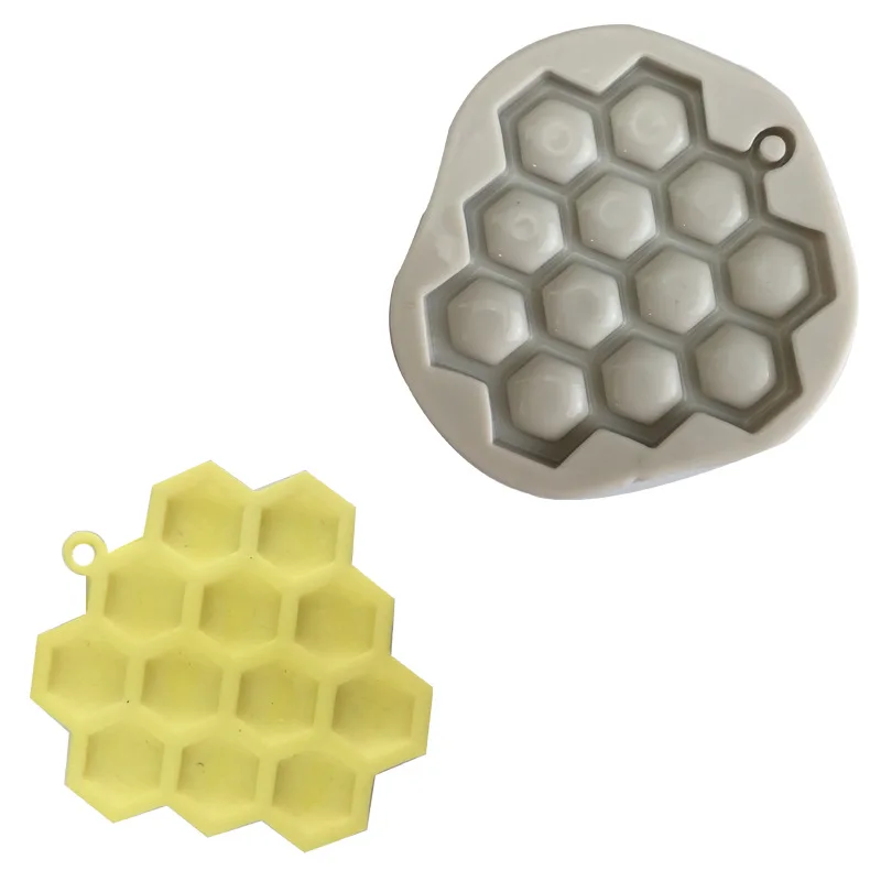 

Full mirror honeycomb honey with holes Epoxy UV resin glue silicone mold honeycomb punch-free handmade pendant mold