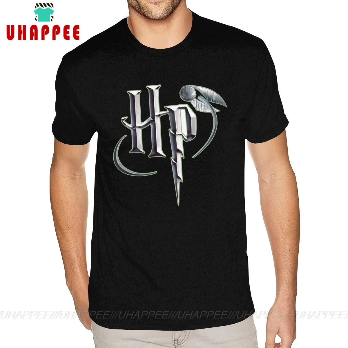 Мужская футболка с короткими рукавами Черная мягкая хлопковая Футболка принтом