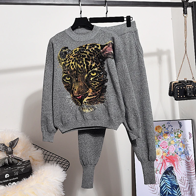 Высококачественный Женский Повседневный костюм 2019 осень/зима свитер с